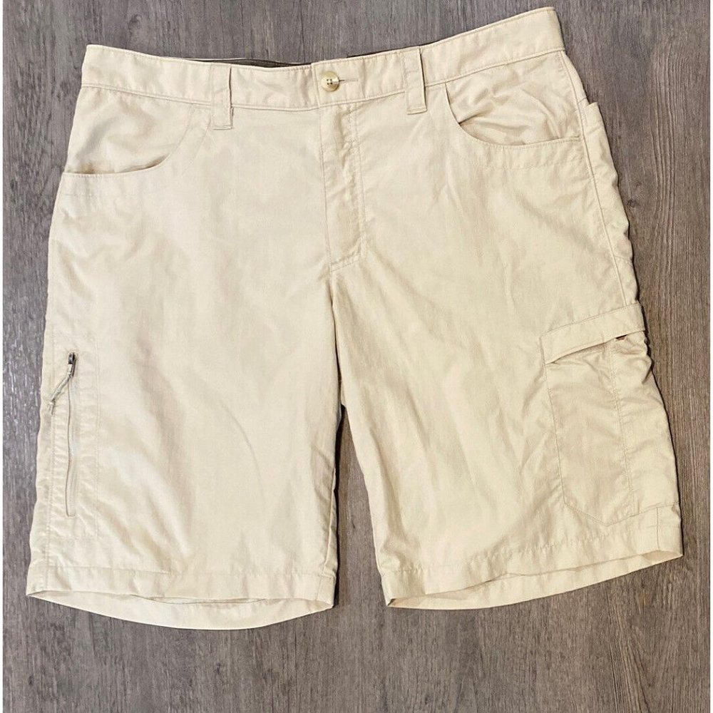 Columbia Shorts Mens 38 Khaki Cargo Nylon Quick Dry Lightweight Hiking Fishing